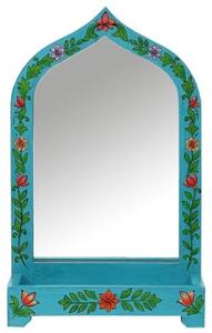 Marrakech make-up zrcadlo s úložným boxem na toaletní stolek ze dřeva 38cm | Vintage stojící zrcadlo malé Akriti -2- | Orientální make-up zrcadlo kosmetické zrcadlo s organizérem jako dekorace do pokoje
