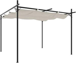 Pergola s posuvnou střechou, barva krémová, rozměry 295x292x230 cm - Krytá terasa s kovovou konstrukcí z oceli a hliníku, flexibilní stínidlo pro zahradu a terasu