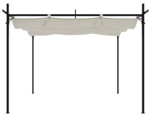 Pergola s posuvnou střechou, barva krémová, rozměry 295x292x230 cm - Krytá terasa s kovovou konstrukcí z oceli a hliníku, flexibilní stínidlo pro zahradu a terasu