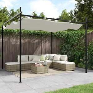 Pergola s posuvnou střechou, barva krémová, rozměry 295x292x230 cm - Krytá terasa s kovovou konstrukcí z oceli a hliníku, flexibilní stínidlo pro zahradu a terasu