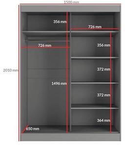 Zrcadlová skříňka Como 2D2L, šířka 120 cm, černá barva