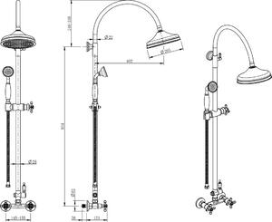 FDesign Lacrima zestaw prysznicowy ścienny z deszczownicą stary brąz FD1-LRA-7SET1-66