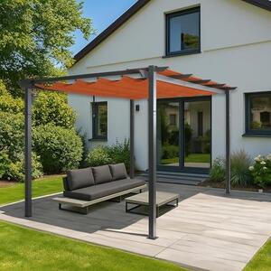 Hliníková pergola | Stabilní konstrukce o rozměrech 8 cm | Posuvná střecha | UV ochrana 50+ | Rozměry: 4 x 3 metry | Barva: Terakota | Zahrada, pergola, zahradní altán