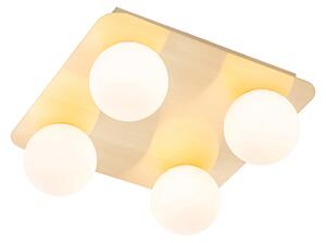 Moderní koupelnové stropní svítidlo mosazné čtvercové 4-světelné - Cederic