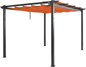 Hliníková pergola | Stabilní konstrukce o rozměrech 8 cm | Posuvná střecha | UV ochrana 50+ | Rozměry: 4 x 3 metry | Barva: Terakota | Zahrada, pergola, zahradní altán