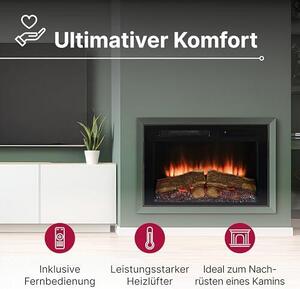 Spark 28" Elektrický krb – nástěnný krb – LED elektrický krb s topným výkonem 2 kW – efekt plamene Optiflame, regulovatelná rychlost a intenzita plamene – časovač a dálkové ovládání