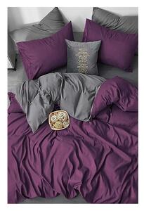 Tmavě fialovo-šedé bavlněné povlečení na dvoulůžko/prodloužené s prostěradlem 200x220 cm – Mila Home