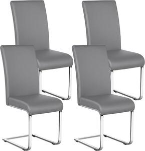 Jídelní židle, sada 4 kusů, moderní, ergonomické, otočné, s vysokou opěradlem, potažené umělou kůží, vhodné do kuchyně, jídelny, jako židle pro hosty, nosnost 135 kg, světle šedá barva