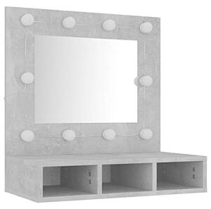 Zrcadlová skříňka s LED osvětlením, betonově šedá barva, rozměry 60 x 31,5 x 62 cm. Zrcadlová skříňka do koupelny s osvětlením. Zrcadlové skříňky do koupelny. Zrcadlo do koupelny, skříňka