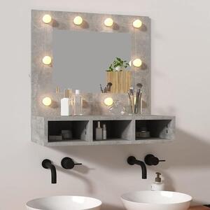 Zrcadlová skříňka s LED osvětlením, betonově šedá barva, rozměry 60 x 31,5 x 62 cm. Zrcadlová skříňka do koupelny s osvětlením. Zrcadlové skříňky do koupelny. Zrcadlo do koupelny, skříňka