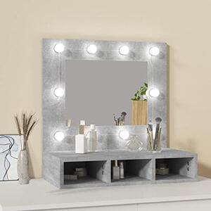 Zrcadlová skříňka s LED osvětlením, betonově šedá barva, rozměry 60 x 31,5 x 62 cm. Zrcadlová skříňka do koupelny s osvětlením. Zrcadlové skříňky do koupelny. Zrcadlo do koupelny, skříňka