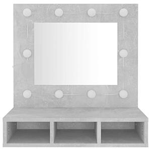 Zrcadlová skříňka s LED osvětlením, betonově šedá barva, rozměry 60 x 31,5 x 62 cm. Zrcadlová skříňka do koupelny s osvětlením. Zrcadlové skříňky do koupelny. Zrcadlo do koupelny, skříňka