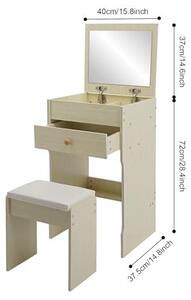 Toaletní stolek s osvětlením, set toaletního stolku (včetně taburetky), kosmetický stolek, psací stůl, komoda na make-up. Design 3 v 1, vhodný do ložnice, bytu, loftu, studentské koleje (barva: bělený dub)