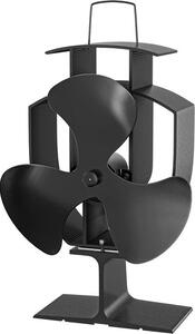 Ventilátor pro kamna – Ventilátor pro kamna na dřevo – Rozvádí teplo – Poháněn teplem – 3 lopatky – Černý