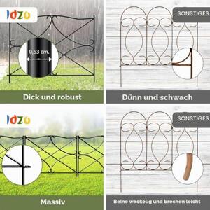 Robustní ocelový plot, 61 cm x 3 m (5 panelů), dekorativní plot pro zahradu, bez nutnosti kopání, dekorativní oplocení, nerezový kovový plot, ohraničení pro venkovní prostory, dvůr, terasu, bariéra pro menší zvířata