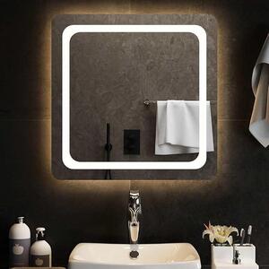 LED zrcadlo do koupelny, 60x60 cm, sklo, stupeň krytí IP65, kosmetické zrcadlo s USB portem 5 V, s 3 háčky, pro osvětlení koupelny, nástěnné, s jasným světlem
