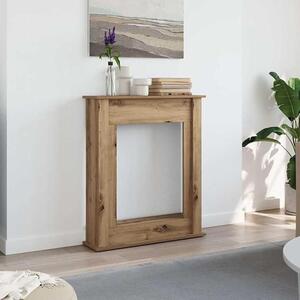 Obložení pro krb z dřevovláknité desky, barva Artisan Oak, rozměry 75 x 20 x 87,5 cm. Konzole pro elektrické krby s LED plameny, dekorativní odkládací plocha do obývacího pokoje