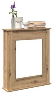 Obložení pro krb z dřevovláknité desky, barva Artisan Oak, rozměry 75 x 20 x 87,5 cm. Konzole pro elektrické krby s LED plameny, dekorativní odkládací plocha do obývacího pokoje
