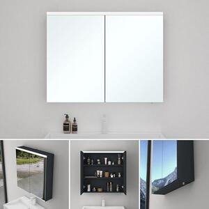 Zrcadlová skříňka do koupelny s LED osvětlením, rozměry 70x15x70 cm. Koupelnová skříňka v matné antracitové barvě, nástěnná skříňka do koupelny, zrcadlová skříňka – model 03