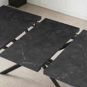 Jídelní set pro 4-6 osob, rozkládací jídelní stůl 120-160x80x76 cm, 4 křesla, moderní industriální design (mramor/antracit)