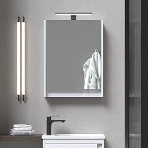 Zrcadlová skříňka do koupelny s osvětlením, rozměry 50 x 65 x 11,4 cm, bílá, lesklá. Koupelnová skříňka se zrcadlem a vestavěným LED osvětlením
