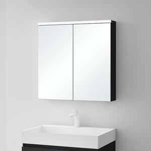 Zrcadlová skříňka do koupelny s LED osvětlením, rozměry 70x15x70 cm. Koupelnová skříňka v matné antracitové barvě, nástěnná skříňka do koupelny, zrcadlová skříňka – model 03