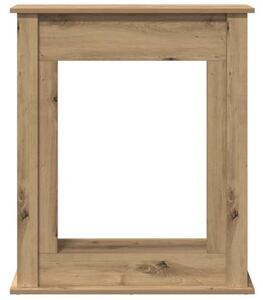 Obložení pro krb z dřevovláknité desky, barva Artisan Oak, rozměry 75 x 20 x 87,5 cm. Konzole pro elektrické krby s LED plameny, dekorativní odkládací plocha do obývacího pokoje