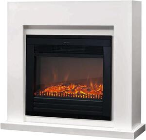 Elektrický krb - Evita - bílý, dřevěný - topný výkon 1500 Watt - s dálkovým ovládáním - včetně obložení a vestavěného krbu - dekorativní krb