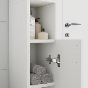 Úzká skříňka do koupelny, koupelnová skříňka, 2 dveře, bílá | Vysoká skříňka do koupelny, volně stojící úložný prostor, police do koupelny, kuchyně a obývacího pokoje