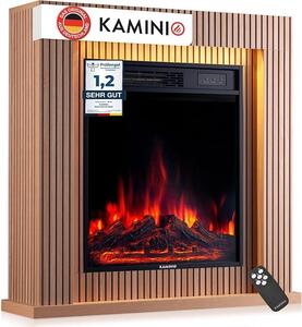 Elektrický krb Matti – Elektrický stojací krb s topením, 3D efekt plamenů, LED ambientní osvětlení, dálkové ovládání – 32 palců (panel)
