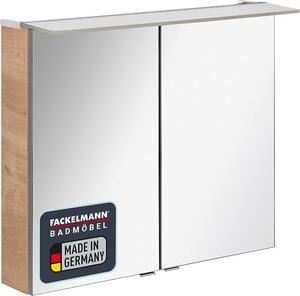 B.PERFEKT, zrcadlová skříňka, 80 cm, design AST-dub, 2 dveře s vnitřním zrcadlem, rozměry 80x69x15 cm, vyrobeno v Německu, včetně osvětlení