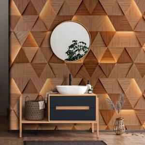 Fototapety Klasické dřevěné trojúhelníky s 3D osvětlením, Fototapety 3D, Fototapety 3d geometrické tvary, u99280 : uwalls.cz