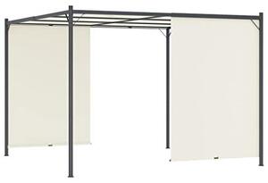 Pergola s nastavitelnou střechou, krémově bílá, 3x3 metry, ocelová konstrukce | Ocel s práškovým nástřikem, polyesterová střecha s PA povlakem, voděodolná, včetně kotvících hrotů do země