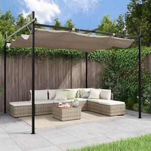 Zahradní pergola 295x292x230 cm, pavilón z hliníku, vodotěsná, sluneční stříška s posuvnou střechou, pergola pro terasu s markýzou, UV ochrana, barva taupe