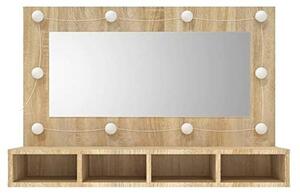 Zrcadlová skříňka s LED osvětlením, Imitace "Sonoma dub", rozměry 90 x 31,5 x 62 cm. Zrcadlová skříňka do koupelny s osvětlením. Zrcadlové skříňky do koupelny. Zrcadlo do koupelny, skříňka
