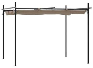 Zahradní pergola 295x292x230 cm, pavilón z hliníku, vodotěsná, sluneční stříška s posuvnou střechou, pergola pro terasu s markýzou, UV ochrana, barva taupe