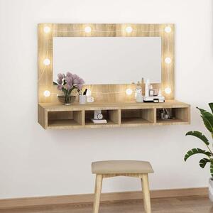 Zrcadlová skříňka s LED osvětlením, Imitace "Sonoma dub", rozměry 90 x 31,5 x 62 cm. Zrcadlová skříňka do koupelny s osvětlením. Zrcadlové skříňky do koupelny. Zrcadlo do koupelny, skříňka