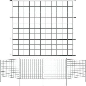 Plotová zábrana, zahradní plot, panelový plot, kompletní sada, kov, 15 panelů, délka 11,25 m, včetně 18 upevňovacích tyčí, rovný panelový plot pro oddělení zvířat, zelená barva