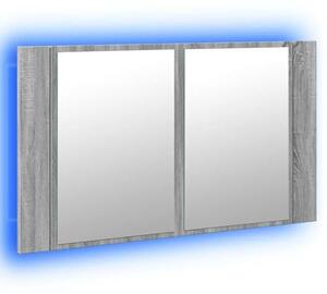 Zrcadlová skříňka s LED osvětlením a RGB funkcí | Materiál: dřevovláknitá deska a akrylát | Barva: Sonoma (šedá) | Rozměry: 80 x 12 x 45 cm | Model: 834952 | Vhodné do koupelny