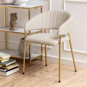 Scandi Béžová čalouněná jídelní židle Enzo se zlatou podnoží