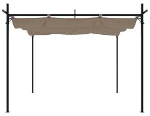 Pergola se sklopnou střechou, barva taupe, rozměry 295x292x230 cm, vhodná pro zastřešení terasy, altánu, ochrana terasy před sluncem, zastřešení terasy, zastřešení balkonu, odolná vůči povětrnostním vlivům - 360115