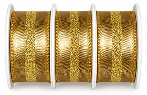 Set 3x Stuha zlatá LONDON GOLD lurexová 3x (25mm x 2m)