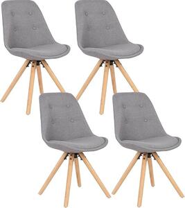 Jídelní židle, sada 4 kusů, kuchyňská židle, skandinávský design, židle k toaletnímu stolku, křeslo, čalouněná židle, retro design, čalouněná židle, sedák z lnu, šedá barva, model BH54gr-4