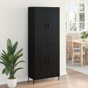 Kvalitní nástěnná komoda, černá barva s dekorativním vzorem dubu, rozměry 69,5 x 34 x 180 cm, materiál: dřevotrieska. Moderní design vhodný do obývacího pokoje, chodby nebo jídelny. Komoda