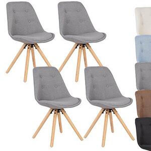 Jídelní židle, sada 4 kusů, kuchyňská židle, skandinávský design, židle k toaletnímu stolku, křeslo, čalouněná židle, retro design, čalouněná židle, sedák z lnu, šedá barva, model BH54gr-4