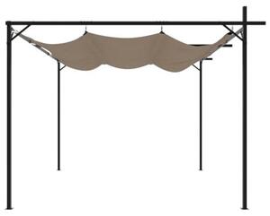 Pergola se sklopnou střechou, barva taupe, rozměry 295x292x230 cm, vhodná pro zastřešení terasy, altánu, ochrana terasy před sluncem, zastřešení terasy, zastřešení balkonu, odolná vůči povětrnostním vlivům - 360115