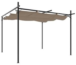 Pergola se sklopnou střechou, barva taupe, rozměry 295x292x230 cm, vhodná pro zastřešení terasy, altánu, ochrana terasy před sluncem, zastřešení terasy, zastřešení balkonu, odolná vůči povětrnostním vlivům - 360115