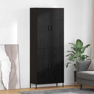 Kvalitní nástěnná komoda, černá barva s dekorativním vzorem dubu, rozměry 69,5 x 34 x 180 cm, materiál: dřevotrieska. Moderní design vhodný do obývacího pokoje, chodby nebo jídelny. Komoda