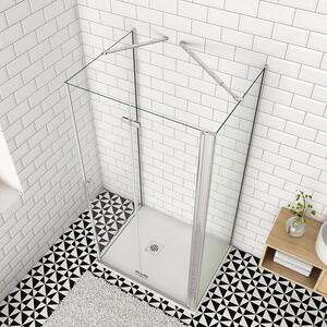 Sprchový kout U-tvar 70 x 70 x 70 x 195 cm, sklo NANO, 6 mm, rohový sprchový kout, posuvné dveře, výklopné dveře