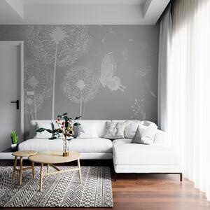 Fototapety Jemné pampelišky s šedými motýly, Fototapety květiny, u99597v1 : uwalls.cz